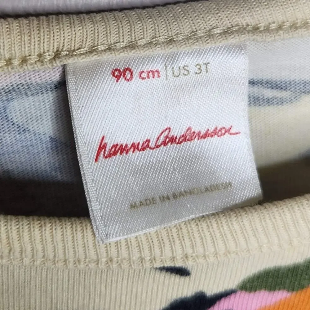 Hanna Andersson Cotton Floral Dress Long Sleeve Multicolor Pullover 3T